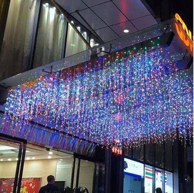 Новорічна гірлянда бахрома 5,5 м 100 LED (Багатокольорова з холодним білим спалахом), Мультиколір