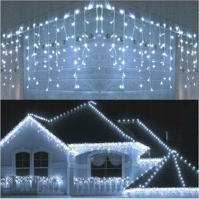 Новорічна гірлянда бахрома 6,9 м 120 LED, Білий холодний