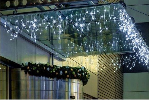 Новорічна гірлянда бахрома 6,9 м 120 LED, Білий холодний