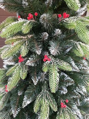 🎄 Ялинка лита на пні Корал 2.20 м з перлинами та інеєм &mdash; розкішна новорічна прикраса для вашої оселі