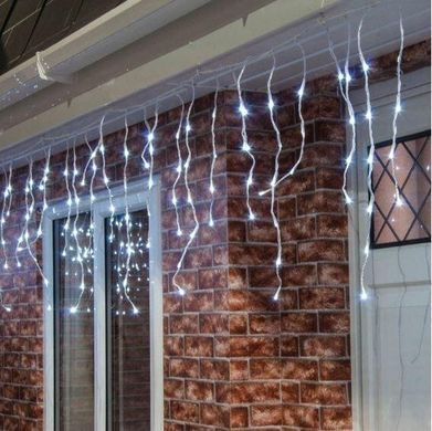 Новогодняя гирлянда бахрома 9,5 м 200 LED (Холодный белый с холодной белой вспышкой), Белый холодный