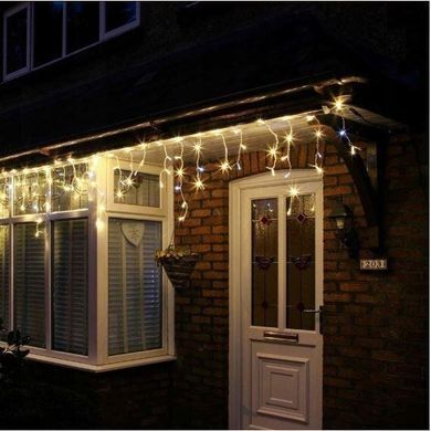 Новогодняя гирлянда бахрома 9,5 м 200 LED (Теплый белый с холодной белой вспышкой), Белый теплый