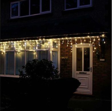 Новогодняя гирлянда бахрома 9,5 м 200 LED (Теплый белый с холодной белой вспышкой), Белый теплый