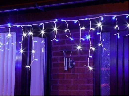 Новогодняя гирлянда бахрома 9,5 м 200 LED (Синий с холодной белой вспышкой), Синий