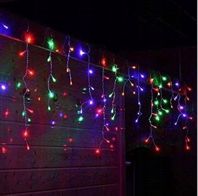 Новорічна гірлянда бахрома 14,5 м 300 LED (Багатокольорова з холодним білим спалахом), Мультиколір