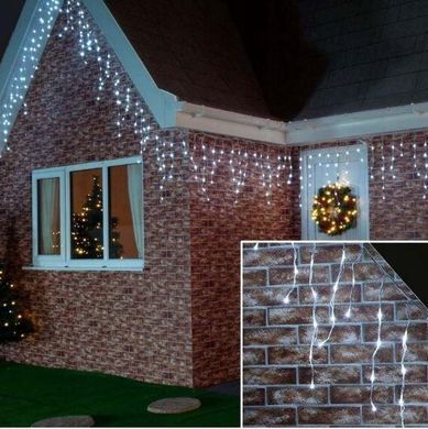 Новогодняя гирлянда бахрома 14,5 м 300 LED (Холодный белый), Белый холодный