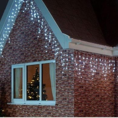 Новогодняя гирлянда бахрома 14,5 м 300 LED (Холодный белый), Белый холодный