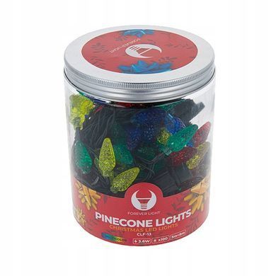 Елочные гирлянды, светодиодные фонари, украшения, сосновые шишки, ПРЛ 8м, 100 разноцветных гирлянд