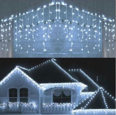 Новогодняя гирлянда бахрома 23,5 м 500 LED (Холодный белый), Белый холодный
