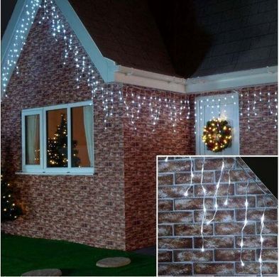 Новогодняя гирлянда бахрома 23,5 м 500 LED (Холодный белый), Белый холодный