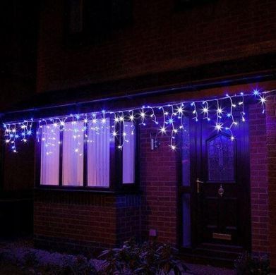 Новорічна гірлянда бахрома 23,5 м 500 LED (Синій з холодним білим спалахом), Синій