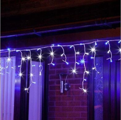 Новорічна гірлянда бахрома 23,5 м 500 LED (Синій з холодним білим спалахом), Синій