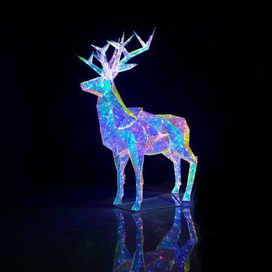 Світлодіодна голографічна різдвяна прикраса з оленями, 3D геометрична форма, IP44