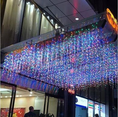 Новорічна гірлянда бахрома 23,5 м 500 LED (Багатокольорова з холодним білим спалахом), Мультиколір