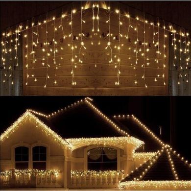 Новорічна гірлянда бахрома 23,5 м 500 LED (Теплий білий з холодним білим спалахом)