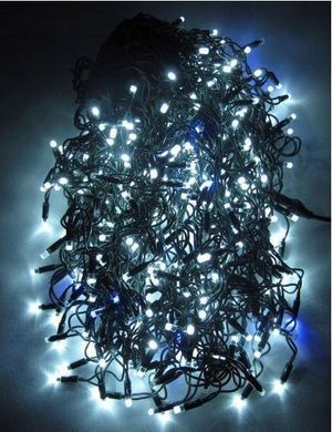 Новорічна гірлянда бахрома 12 м 300 LED (Холодний білий із синім спалахом), Білий холодний
