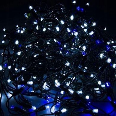 Новорічна гірлянда бахрома 12 м 300 LED (Холодний білий із синім спалахом), Білий холодний