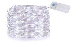 Новогодняя гирлянда 50 LED, На прозрачном проводе, Белый холодный свет,5м, Белый холодный