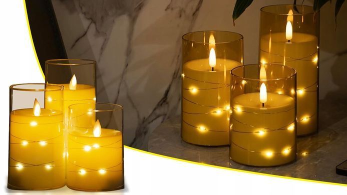 Набор из 3 LED свечей с эффектом пламени.