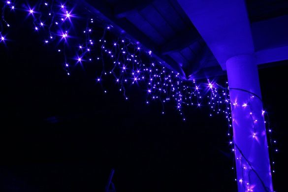 Новогодняя гирлянда Бахрома 300 LED, Голубой свет 14 м + Ночной датчик, 300