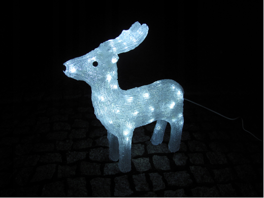Новогодняя акриловая статуя оленень средний RENIFER, Светящиеся новогодние олени 60 LED