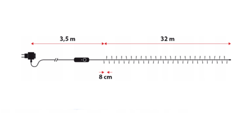 Twinkly Strings 400 LED RGB black wire Plug F (тип ЄС) 32 м