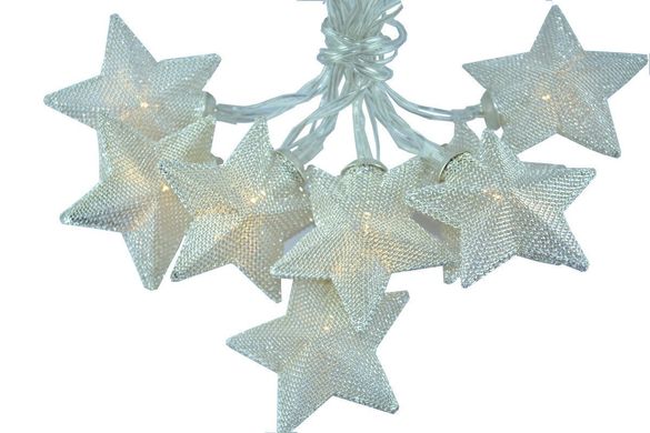 Новогодняя гирлянда "Звезды" 8 LED, Белый теплый свет, 8
