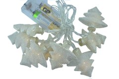 Новогодняя гирлянда "Елки" 8 LED, Белый теплый свет, на пальчиковых батарейках, 8