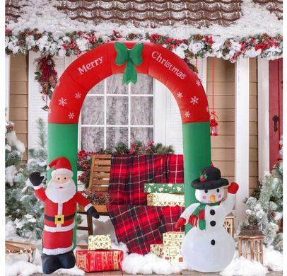 Надувна новорічна арка сніговик та санта LED 240 см