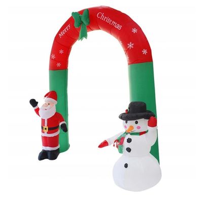 Надувная новогодняя арка снеговик и санта LED 240 см