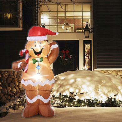 Надувной снеговик пряник Санта LED 150см