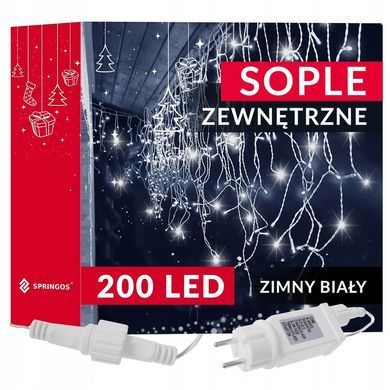 Ялинкові вогні Springos 10.5м 200LED білий холодний