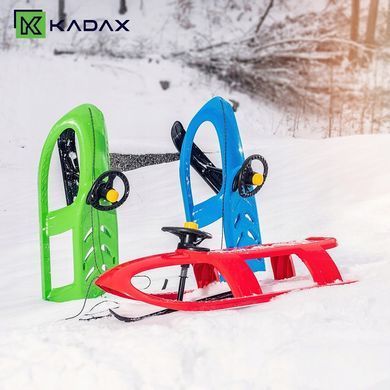 Пластиковые санки Kadax с рулем и лыжные горки