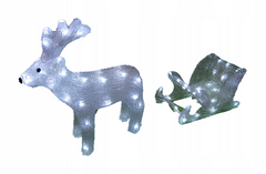 Новорічна акрилова статуя оленень з санками, що світяться новорічні олені 70 LED