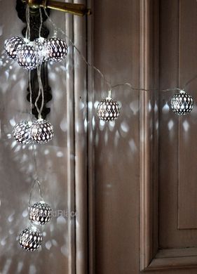 Новорічна гірлянда "Кульки" 10 LED, Біле тіло світло, Діаметр 2,4 см, На пальчикових батарейках, Білий теплий