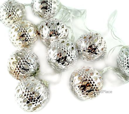 Новорічна гірлянда "Кульки" 10 LED, Біле тіло світло, Діаметр 2,4 см, На пальчикових батарейках, Білий теплий