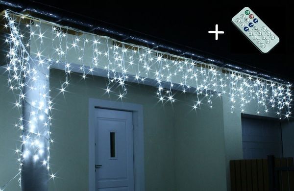 Новогодняя гирлянда Бахрома 500 LED, Белый холодный свет 21 м + пульт, 500