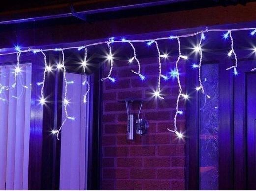 Новорічна гірлянда бахрома 5,5 м 100 LED (Синій колір з холодним білим спалахом), Синій